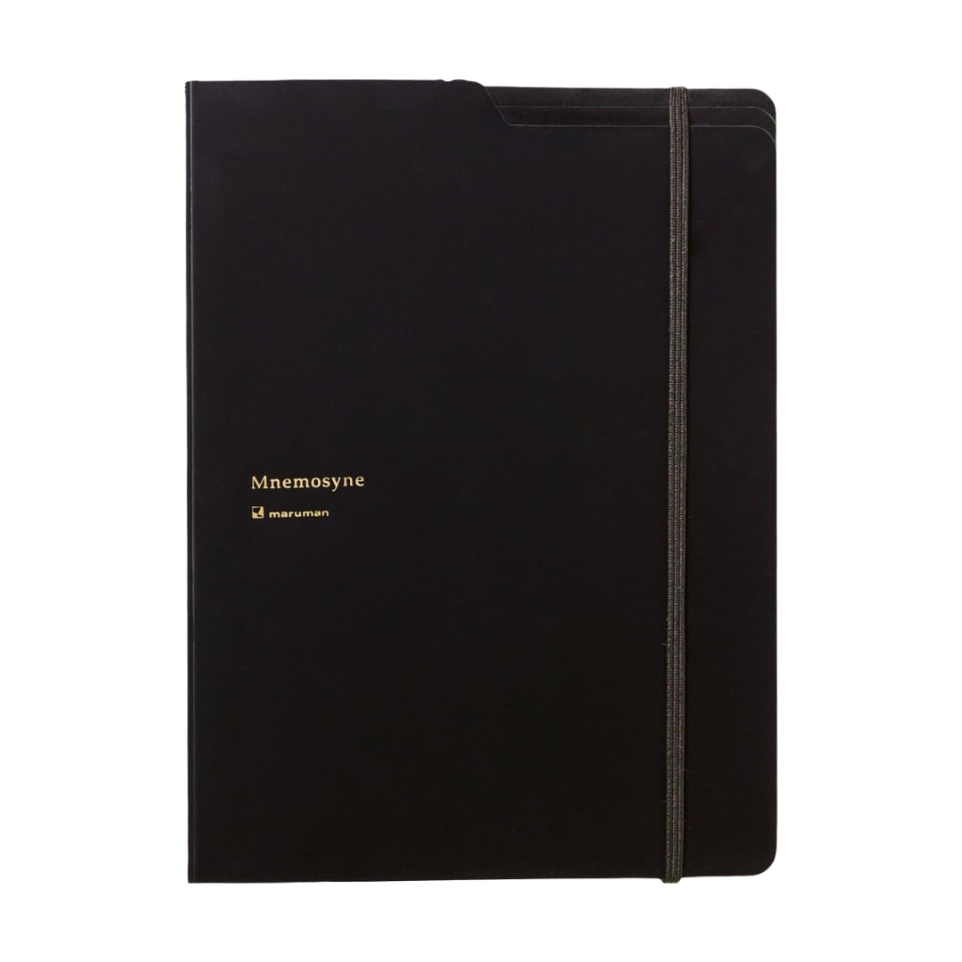 Maruman Mnemosyne Notepad Holder with 5 Pockets &amp; A5 Graph Notepad (Black) — detail view