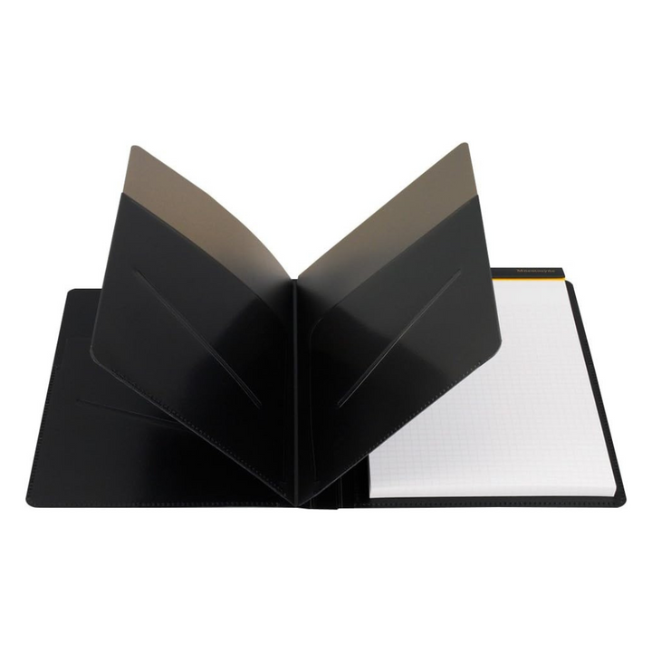 Maruman Mnemosyne Notepad Holder with 5 Pockets &amp; A5 Graph Notepad (Black) — in use