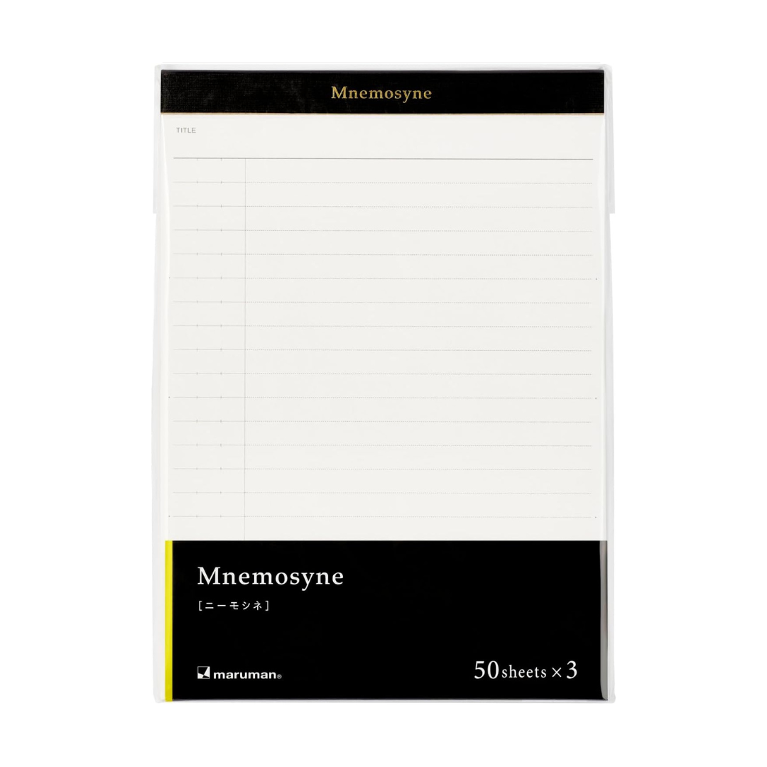 Maruman Mnemosyne A5 Notepad Refill - Ruled / Pack of 3 — front view