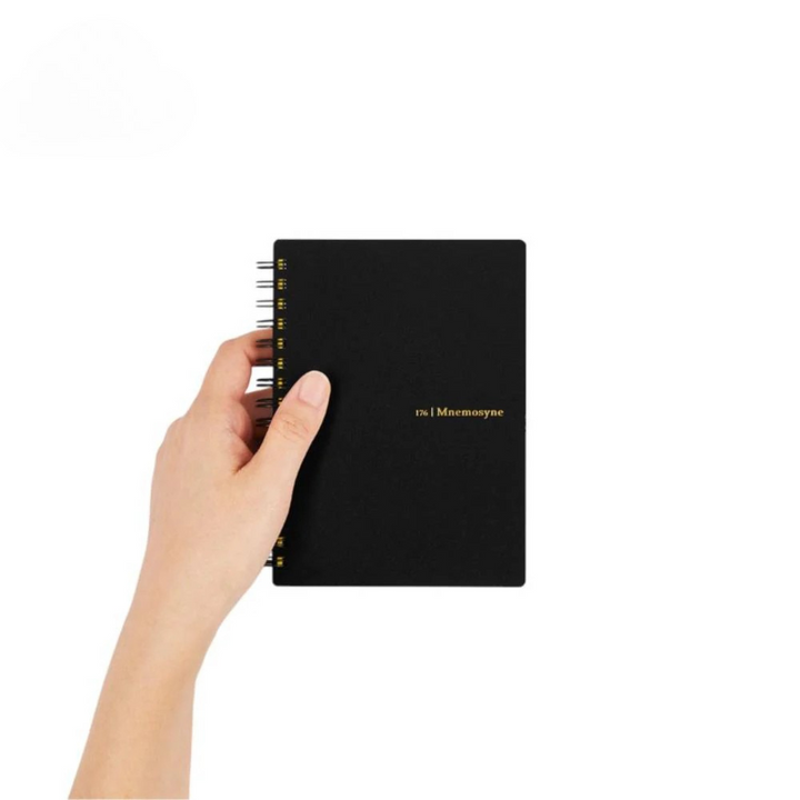 Maruman Mnemosyne A6 Notebook - Lined (Black) — in use