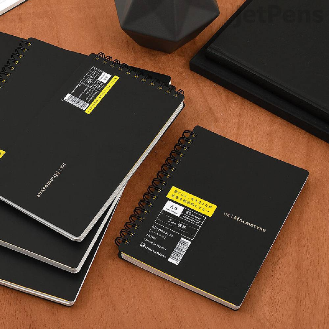 Maruman Mnemosyne A6 Notebook - Lined (Black) — flat lay