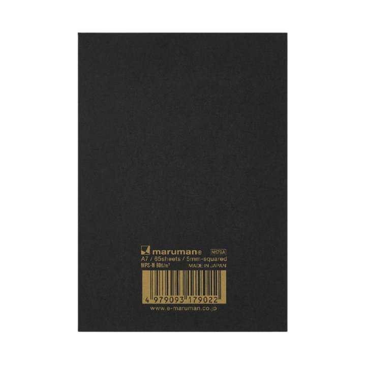 Maruman Mnemosyne A7 Memo Pad - Graph (Black) — detail view