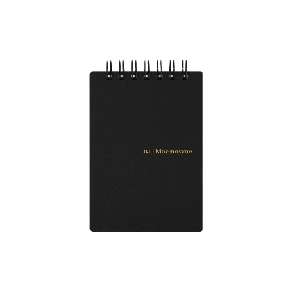 Maruman Mnemosyne A7 Twin Ring Memo Pad - Graph (Black) — side view