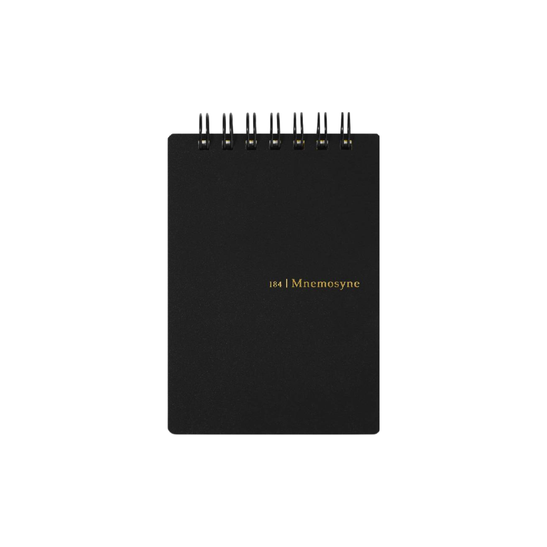 Maruman Mnemosyne A7 Twin Ring Memo Pad - Graph (Black) — side view