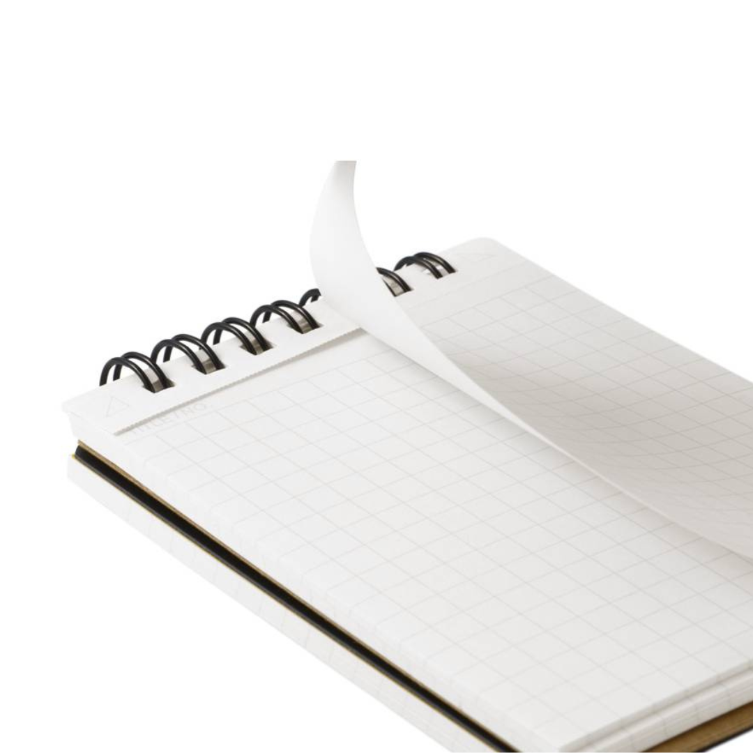 Maruman Mnemosyne A7 Twin Ring Memo Pad - Graph (Black) — angle view