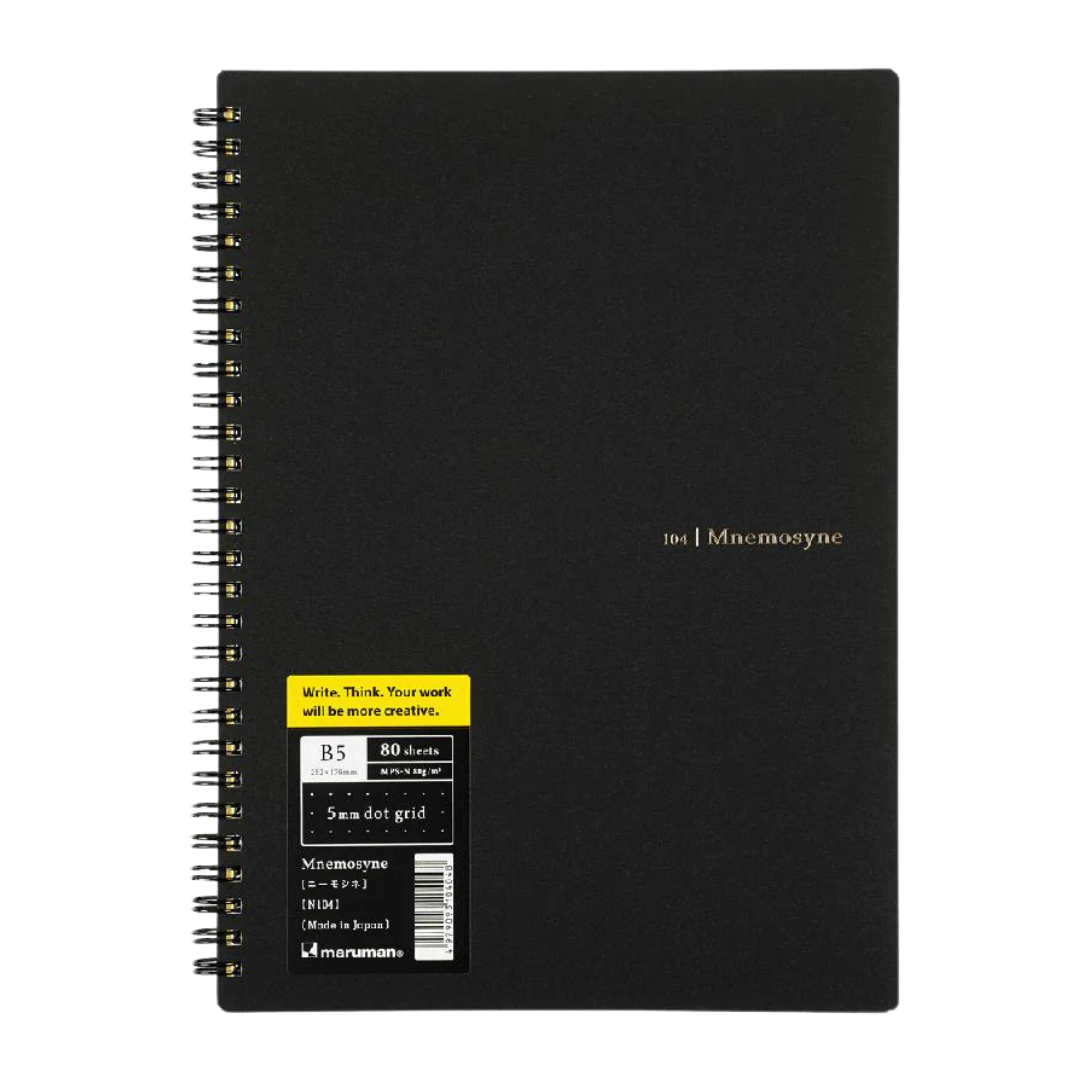 Maruman Mnemosyne B5 Notebook - Dot Grid (Black) — detail view