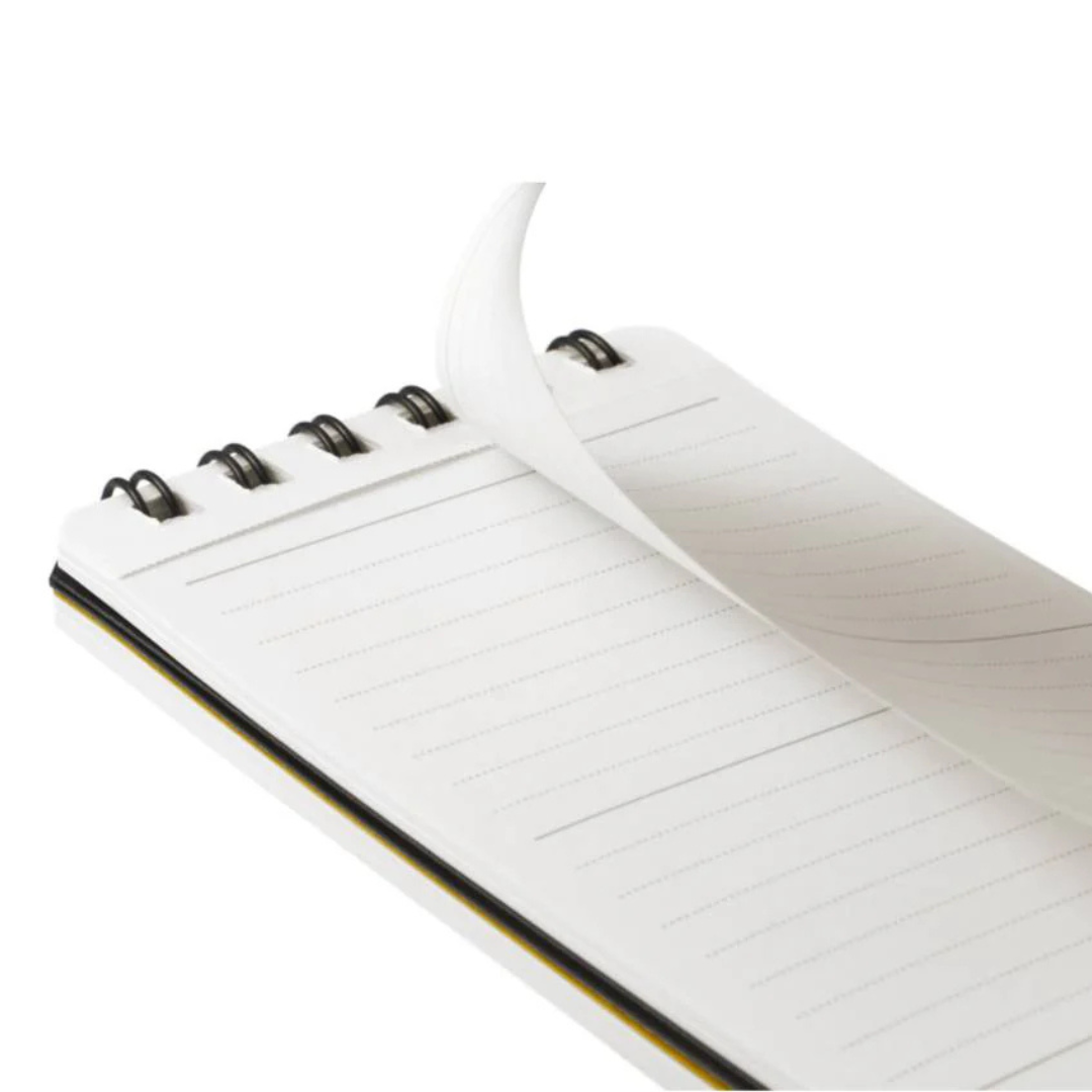 Maruman Mnemosyne Modified A7 Twin Ring Memo Pad - Lined (Black) — in use