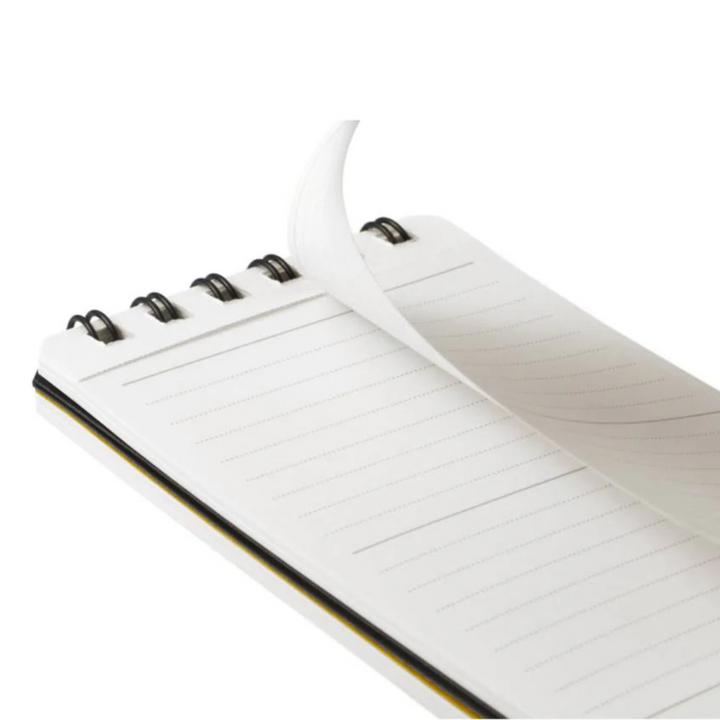 Maruman Mnemosyne Modified A7 Twin Ring Memo Pad - Lined (Black) — in use