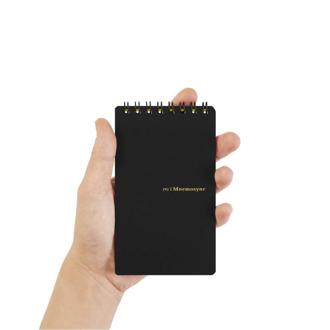 Maruman Mnemosyne Modified B7 Twin Ring Memo Pad - Lined (Black) — angle view