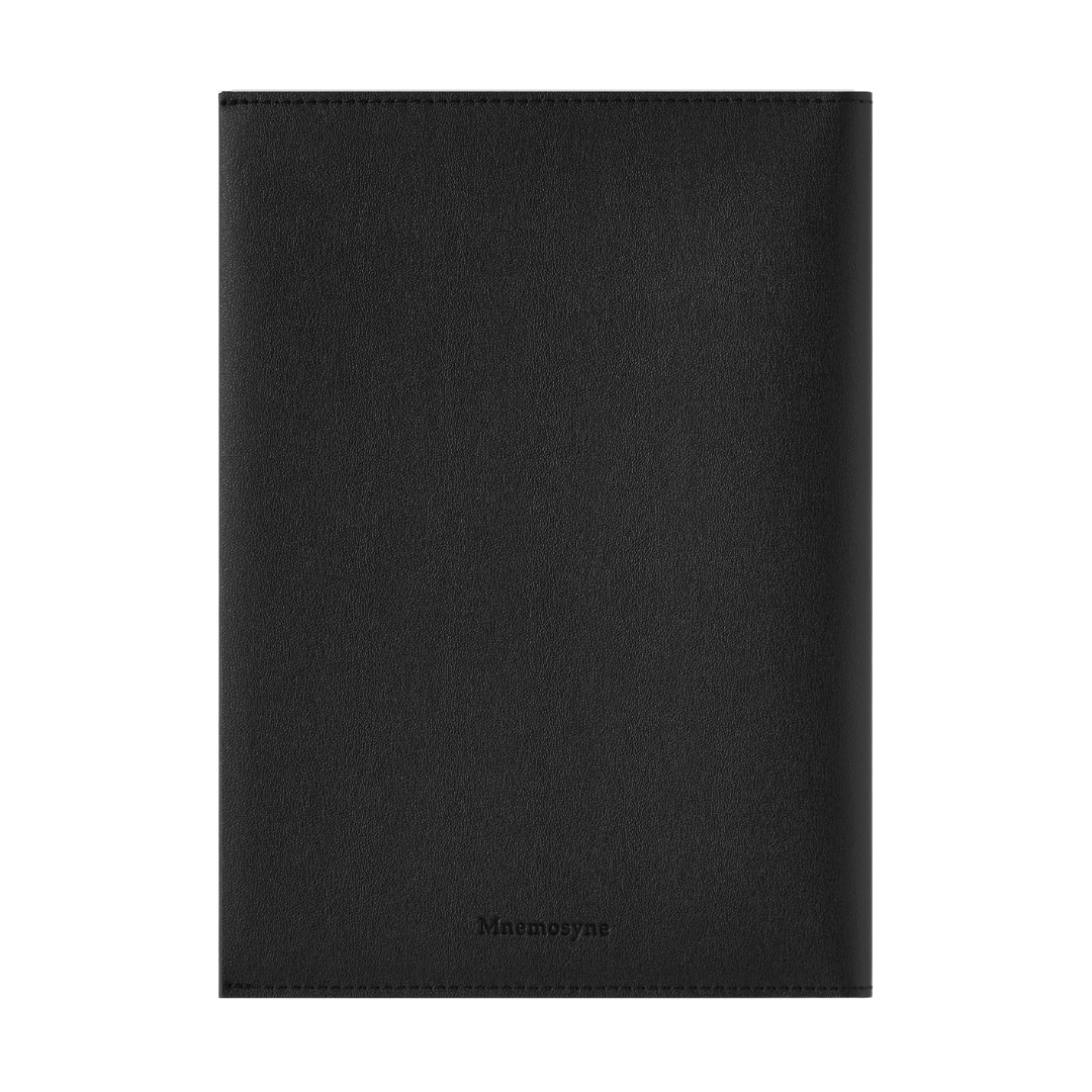Maruman Mnemosyne Notepad Holder with A5 Ruled Notepad (Black) — angle view