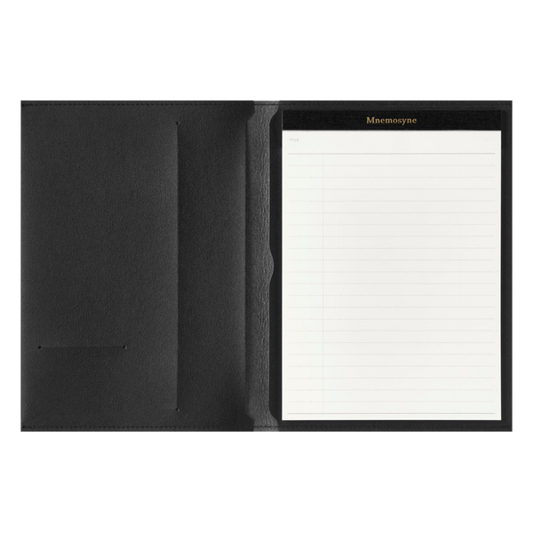 Maruman Mnemosyne Notepad Holder with A5 Ruled Notepad (Black) — front view