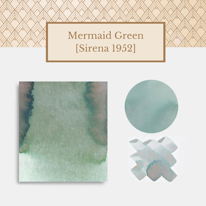 Vinta Inks 30ml Ink Bottle Mermaid Green (Sirena 1952) — Vinta Inks fountain pen ink — premium bottled ink for writing, at Cityluxe Singapore