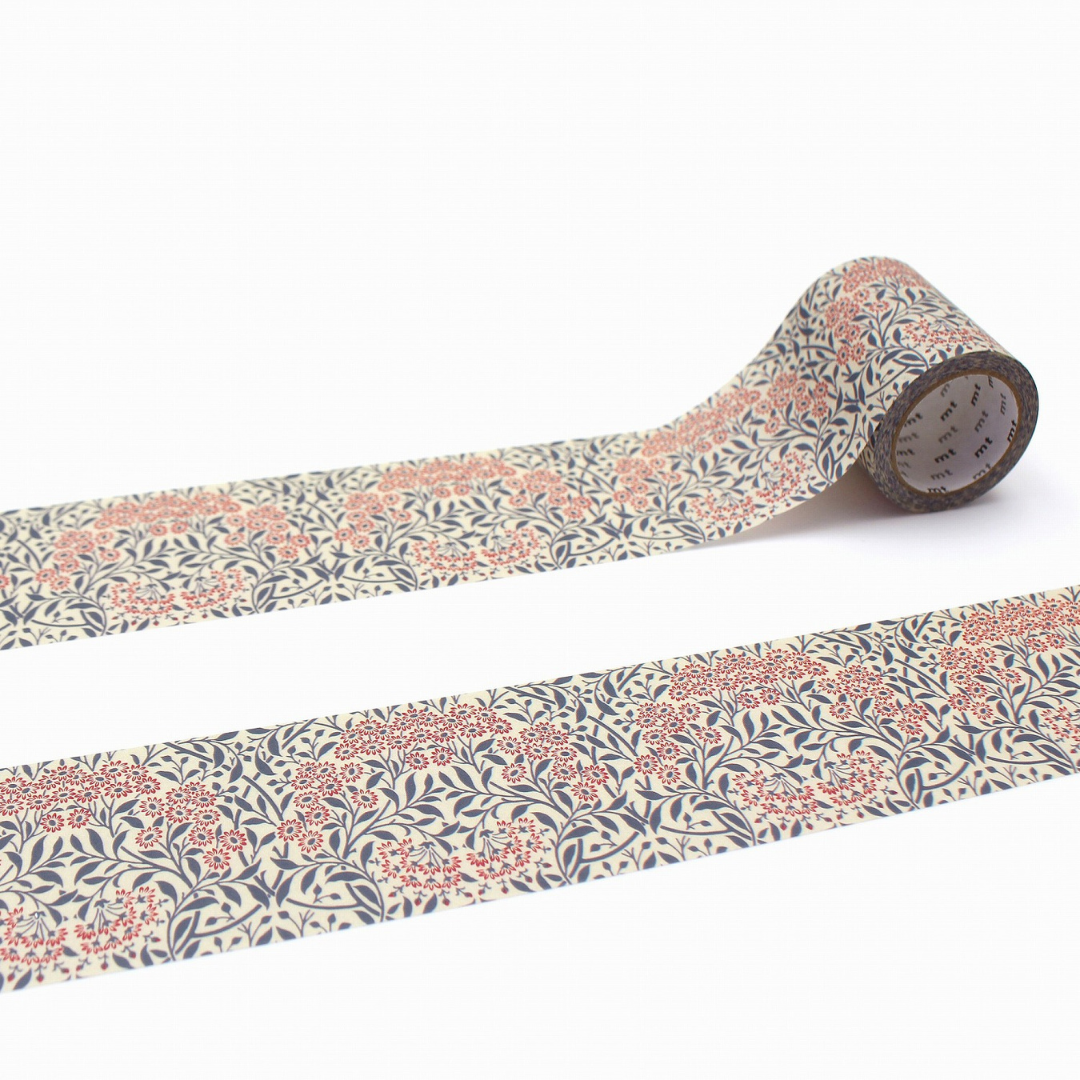 MT × Morris ＆ Co. Washi Tape - Michaelmas Daisy — roll front