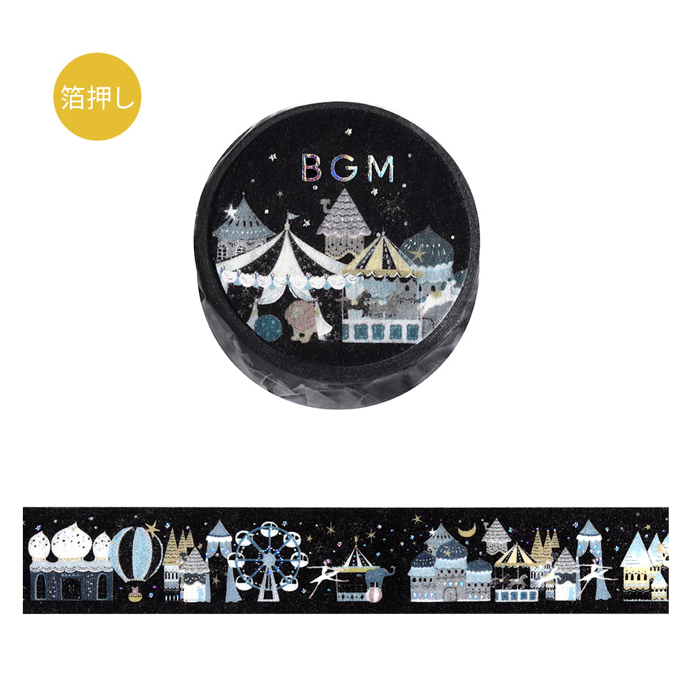 BGM Foil Stamping Masking Tape - Midnight Amusement Park — roll front