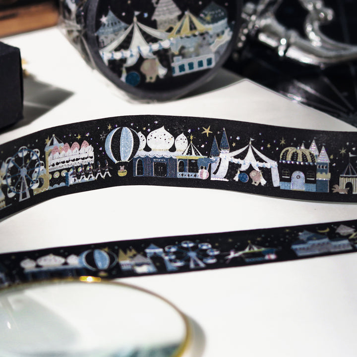 BGM Foil Stamping Masking Tape - Midnight Amusement Park — applied on surface