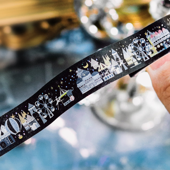 BGM Foil Stamping Masking Tape - Midnight Amusement Park — roll side