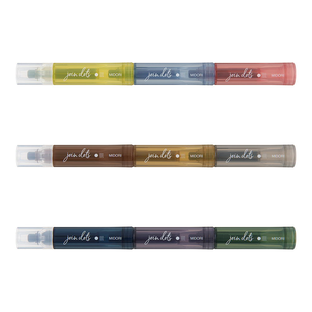 Midori Join Dots Connecting Pen - 3-Pack Grayish Tone — side view