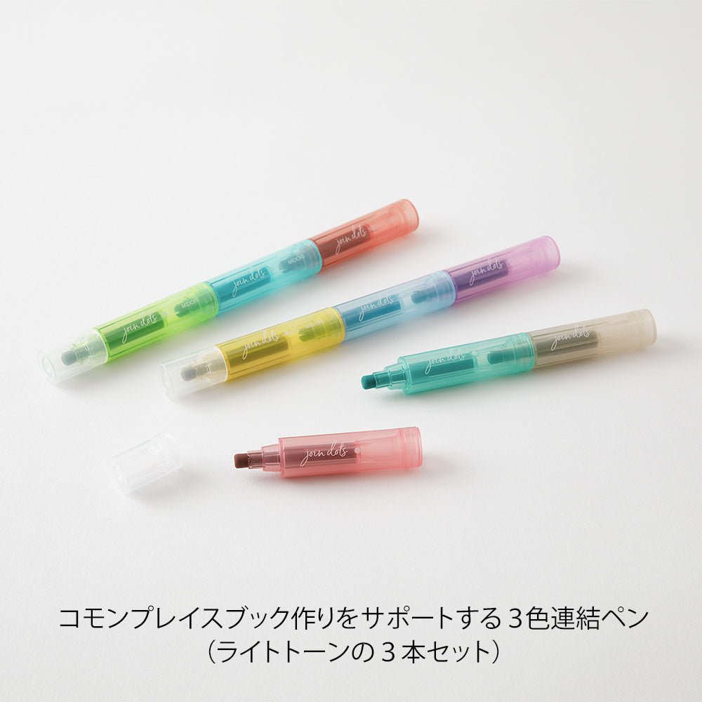 Midori Join Dots Connecting Pen - 3-Pack Right Tone — detail view