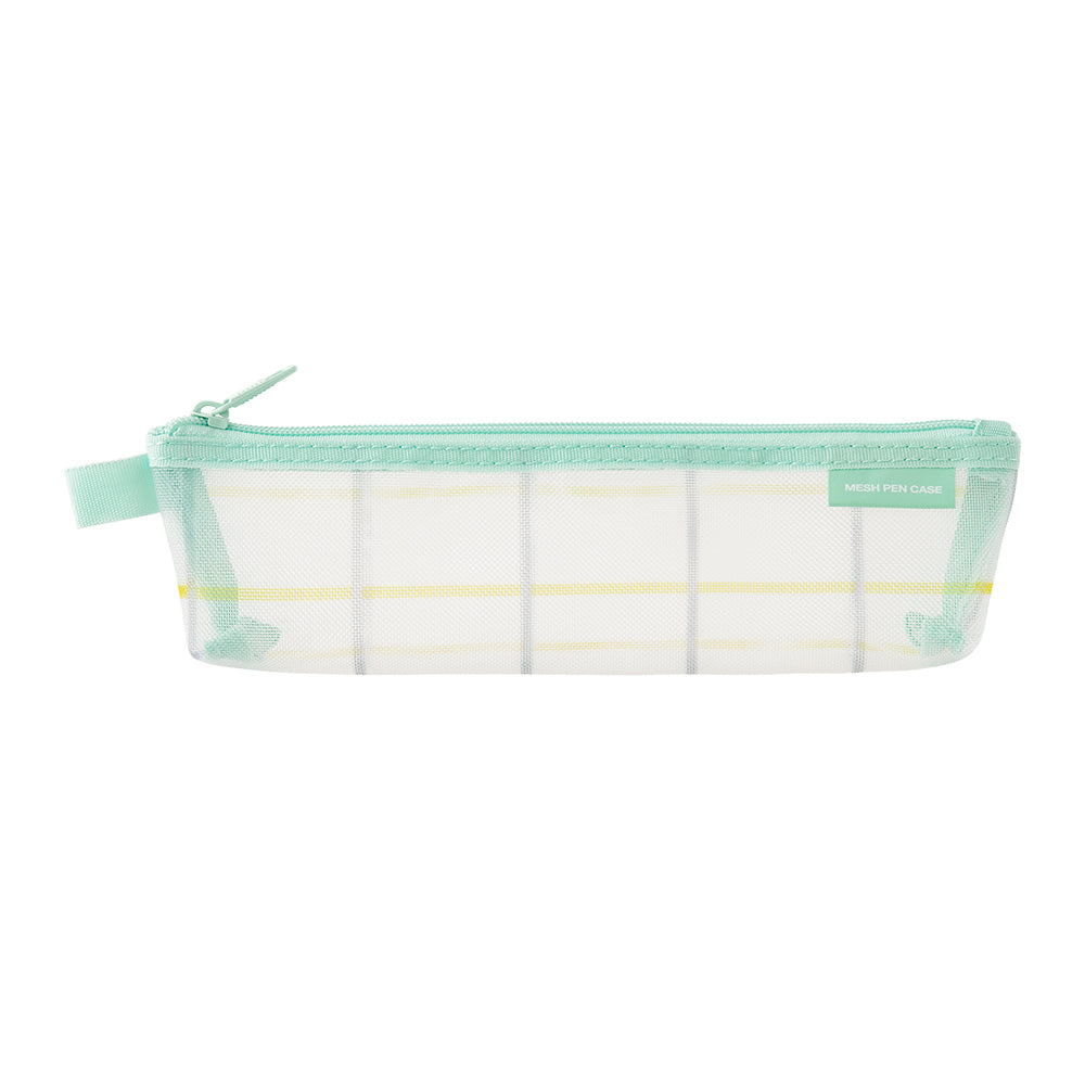 Midori Mesh Pen Case - Check Green [Limited Edition] — front view