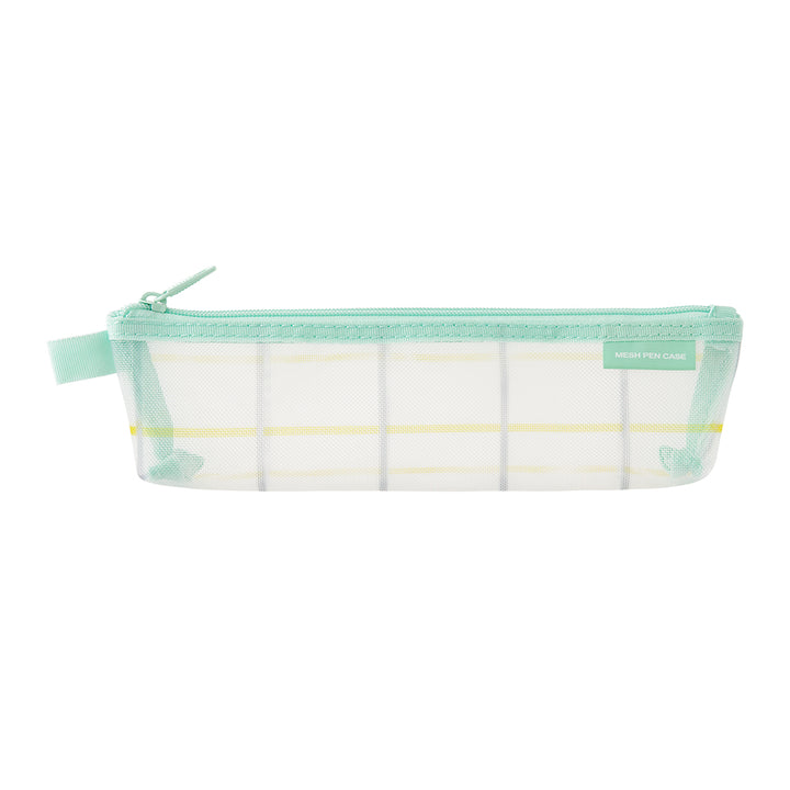 Midori Mesh Pen Case - Check Green [Limited Edition] — front view