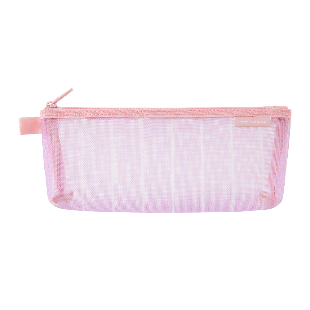Midori Mesh Pen Case with Gusset - Stripe Purple [Limited Edition] — front view