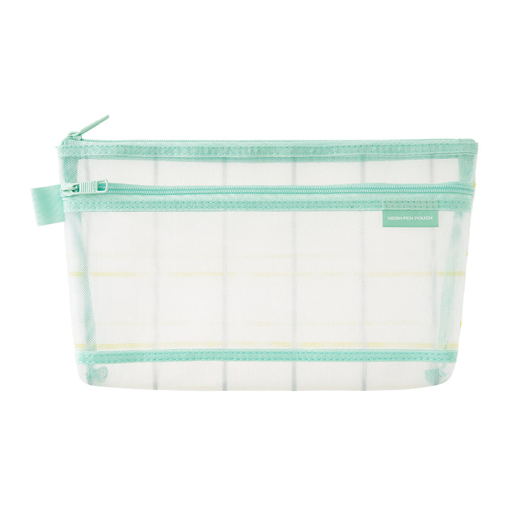 Midori Mesh Pen Pouch - Check Green [Limited Edition] — front view