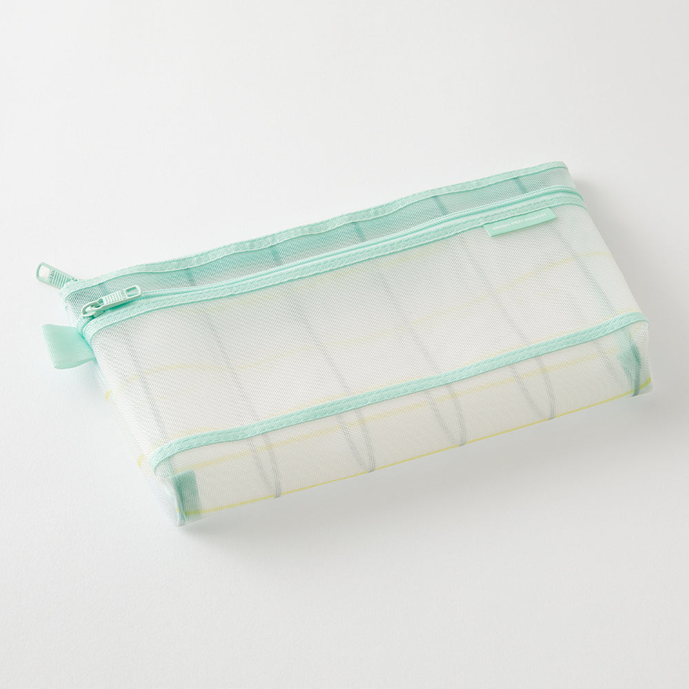 Midori Mesh Pen Pouch - Check Green [Limited Edition] — side view