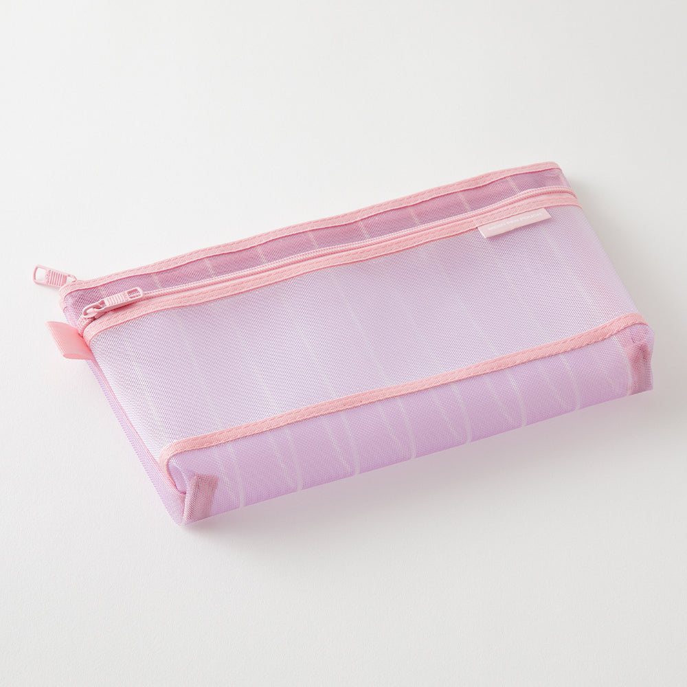 Midori Mesh Pen Pouch - Stripe Purple [Limited Edition] — side view