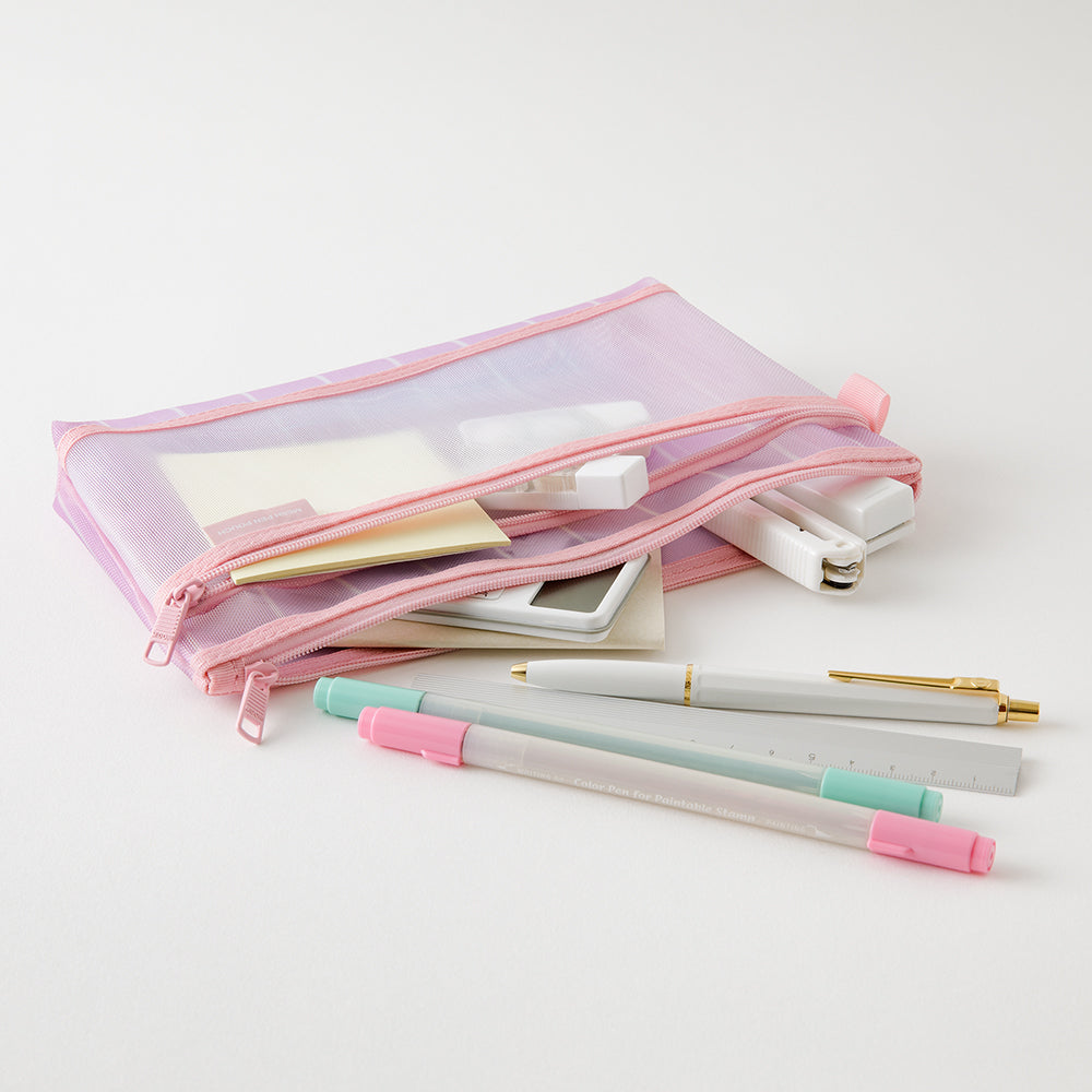 Midori Mesh Pen Pouch - Stripe Purple [Limited Edition] — detail view
