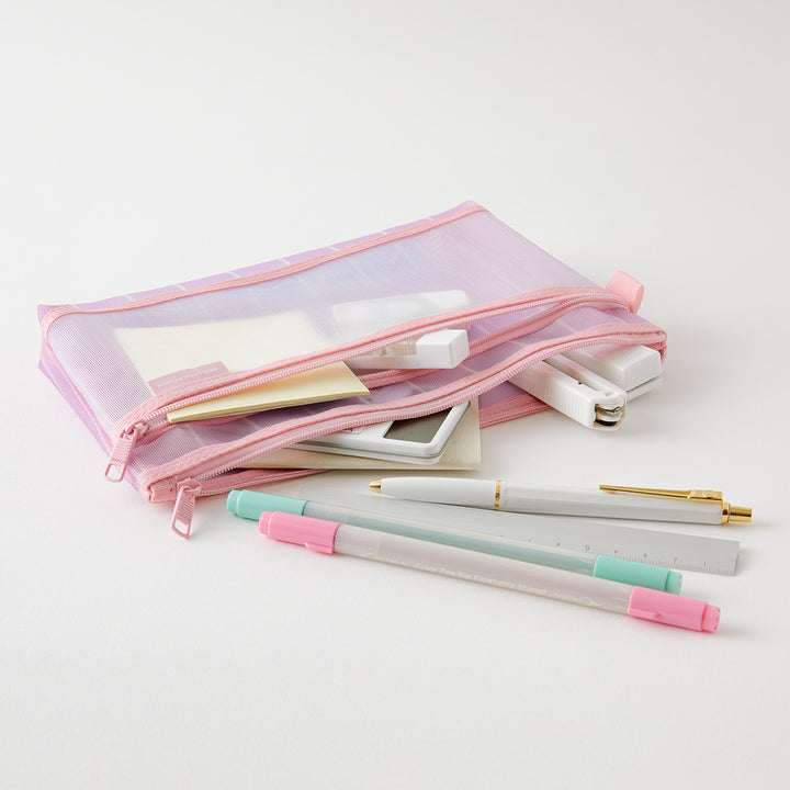 Midori Mesh Pen Pouch - Stripe Purple [Limited Edition] — detail view