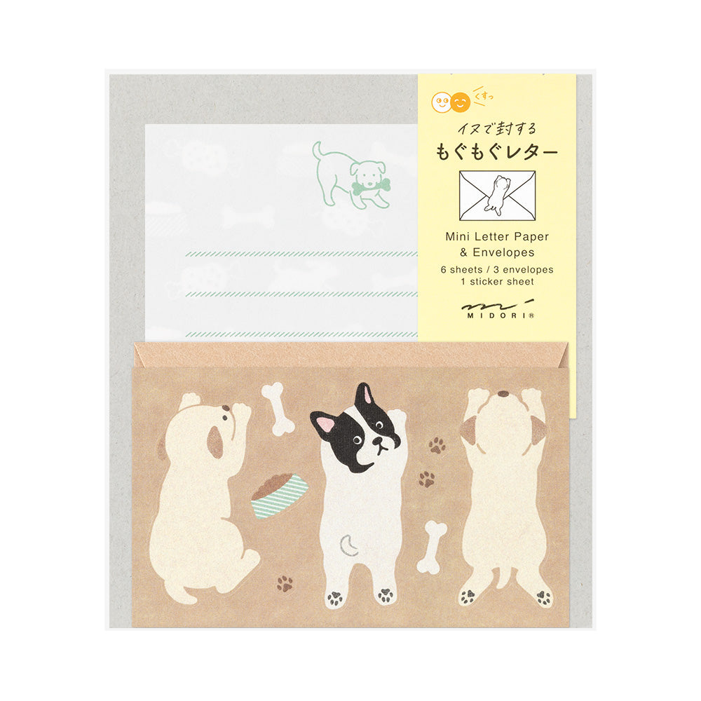 Midori Mini Letter Set with Stickers - Hungry Dog — front view