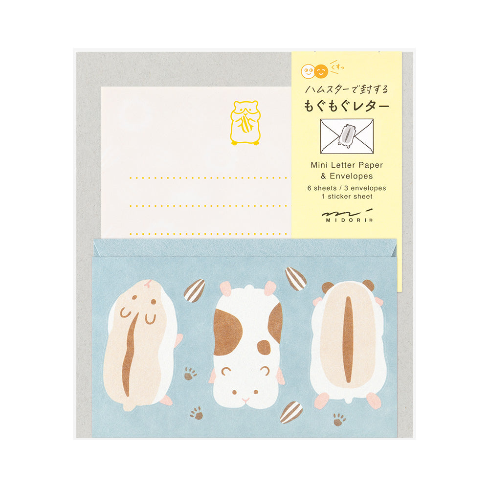 Midori Mini Letter Set with Stickers - Hungry Hamster — front view