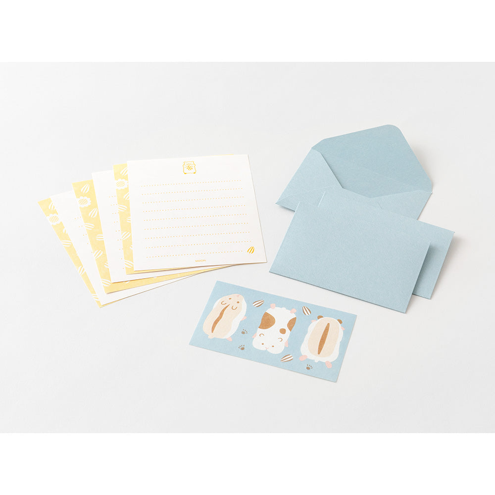 Midori Mini Letter Set with Stickers - Hungry Hamster — detail view