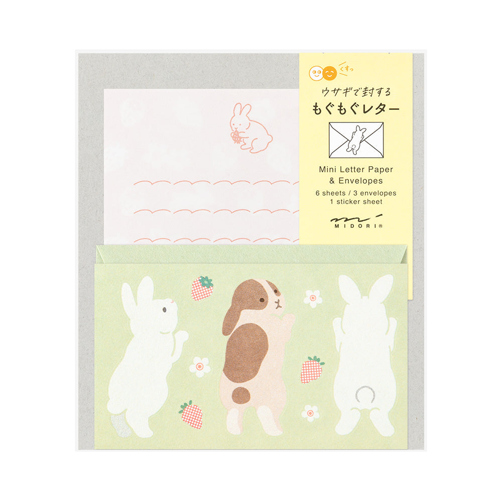 Midori Mini Letter Set with Stickers - Hungry Rabbit — front view