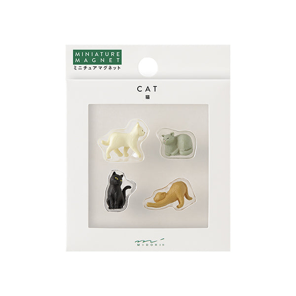 Midori Miniature Magnet - Cat B (Set of 4) — front view