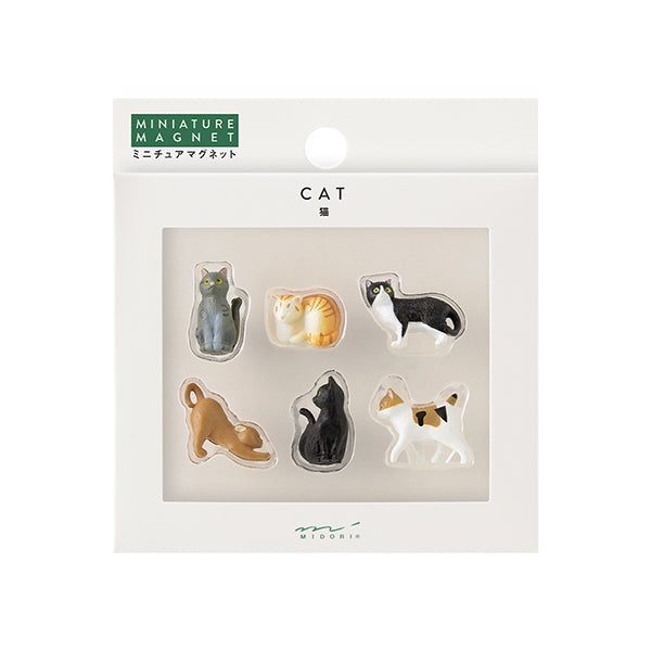 Midori Miniature Magnet - Cat C (Set of 6) — front view