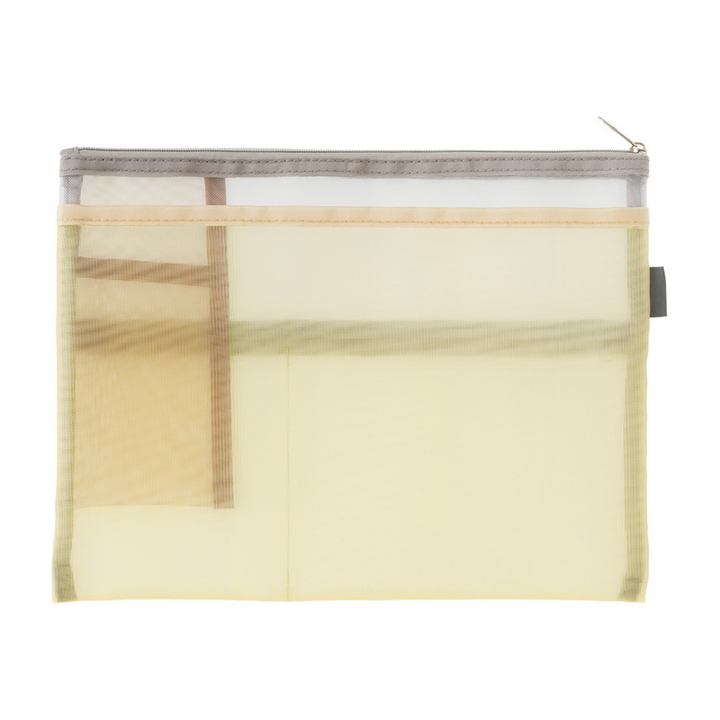 Midori Pen &amp; Tool Pouch (B5) Mesh - Beige — side view