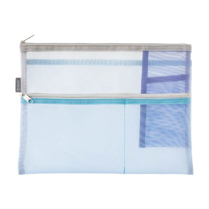 Midori Pen &amp; Tool Pouch (B5) Mesh - Light Blue — side view