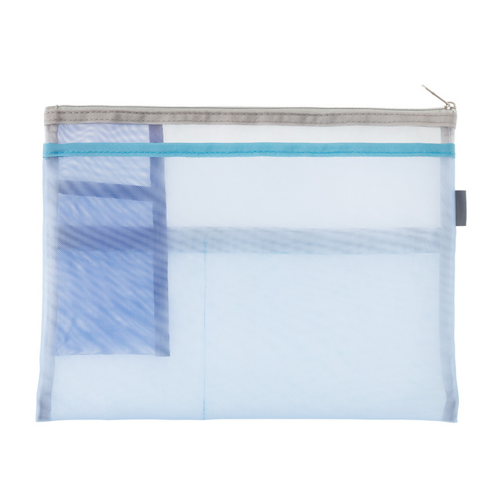 Midori Pen &amp; Tool Pouch (B5) Mesh - Light Blue — with packaging