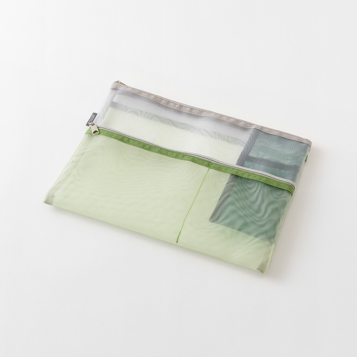 Midori Pen &amp; Tool Pouch (B5) Mesh - Green — with packaging