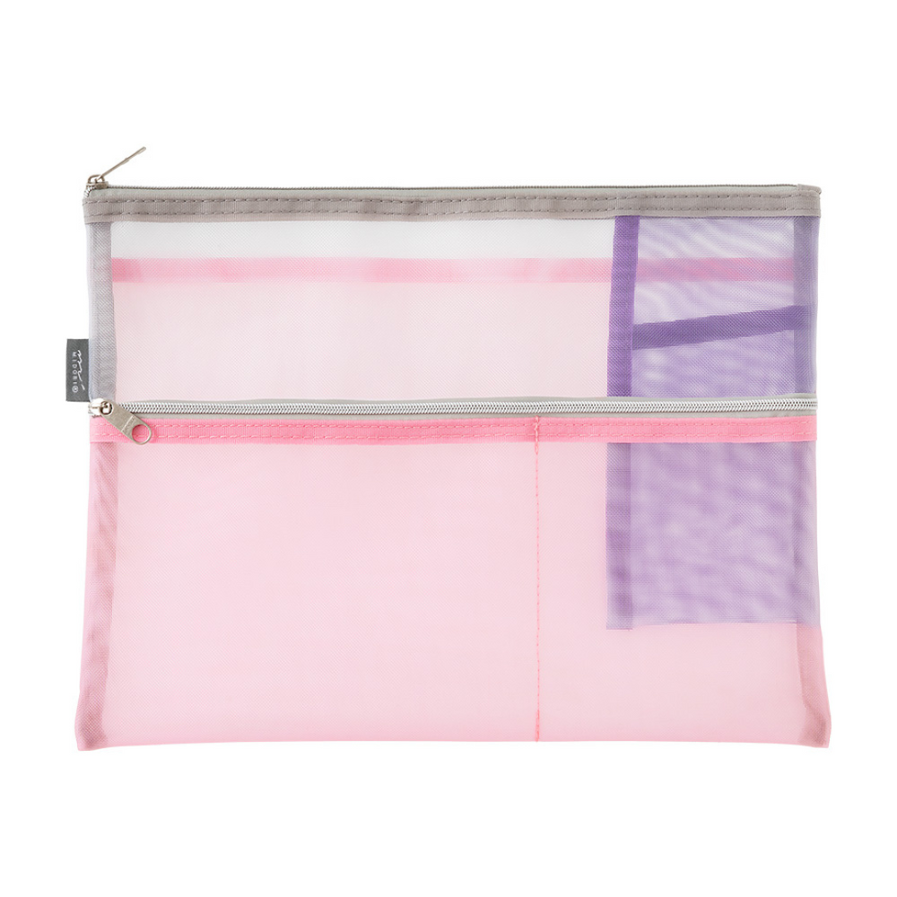 Midori Pen & Tool Pouch (B5) Mesh - Pink — side view