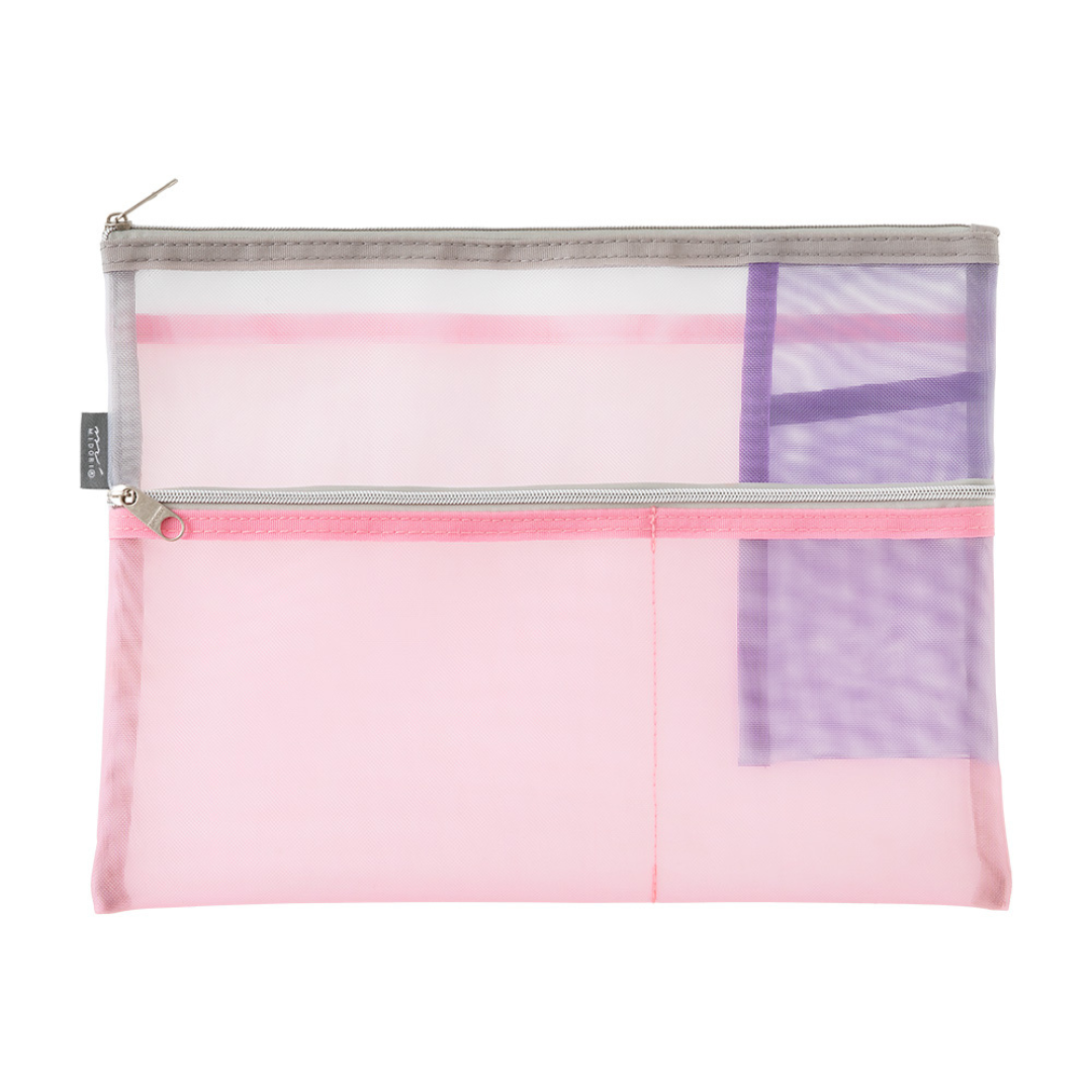 Midori Pen &amp; Tool Pouch (B5) Mesh - Pink — side view