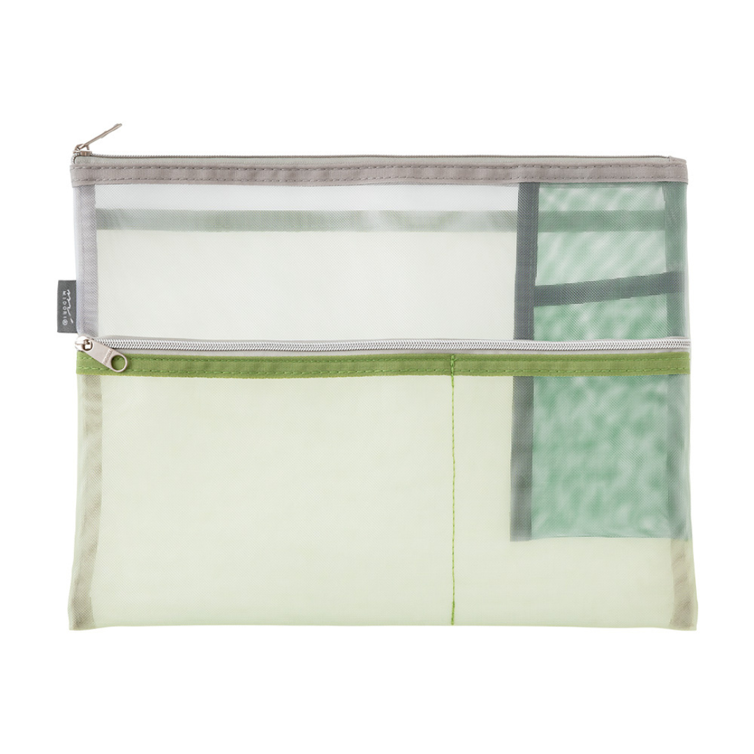 Midori Pen &amp; Tool Pouch (B5) Mesh - Green — detail view