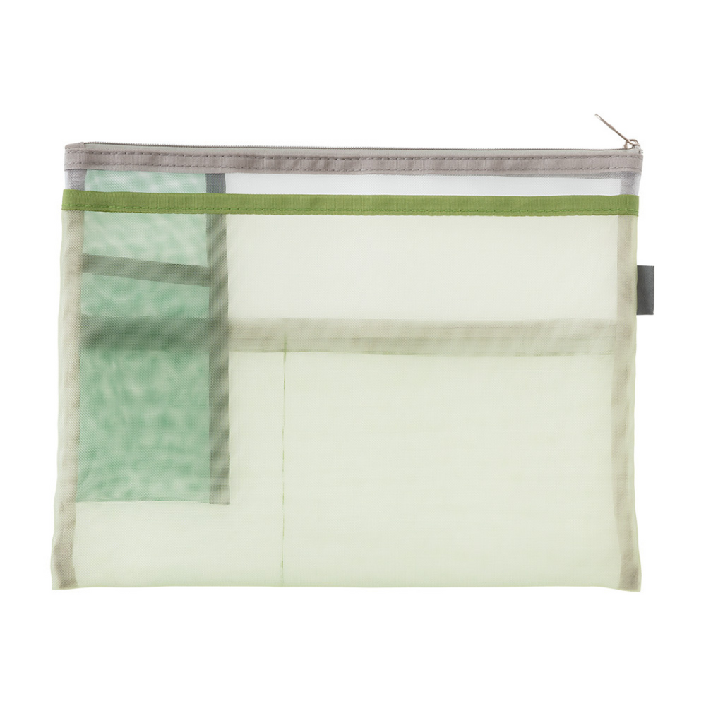 Midori Pen & Tool Pouch (B5) Mesh - Green — side view