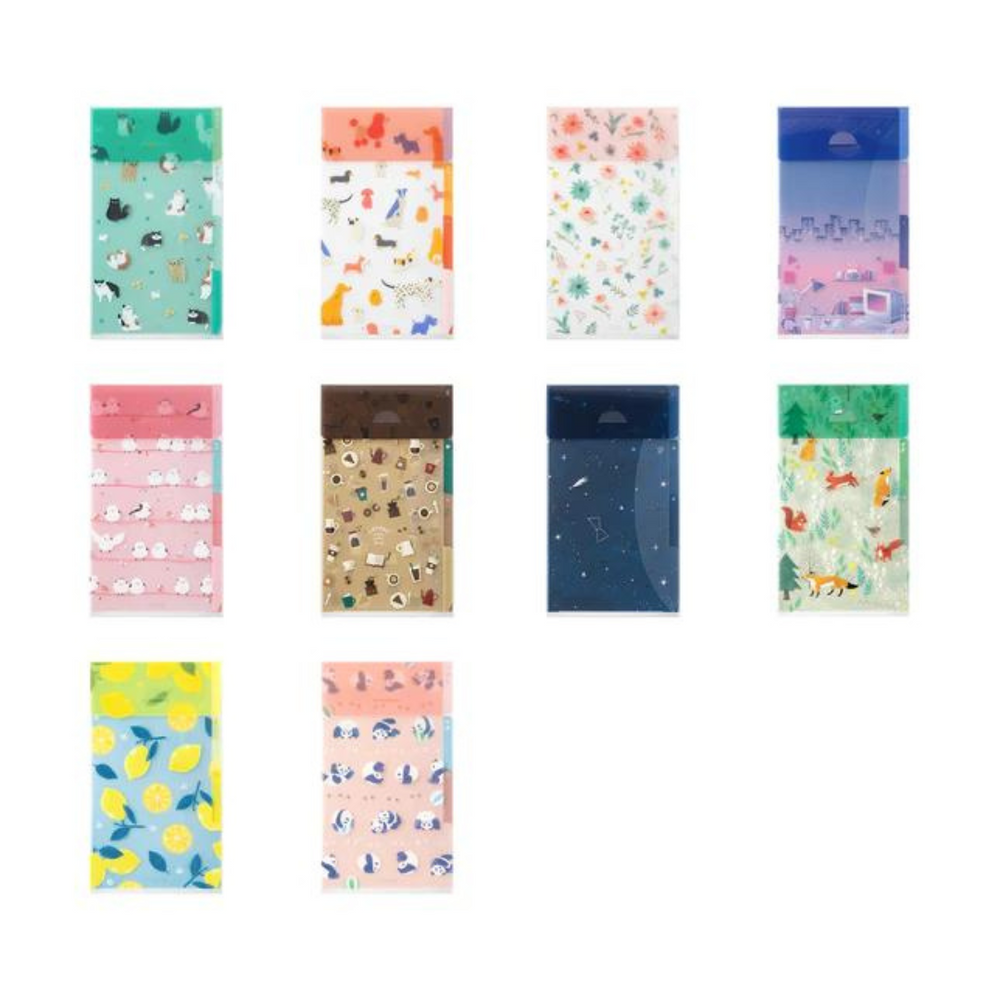 Midori A5 Slim 3 Pockets Clear Folder with Flap - Nordic Animals — side view
