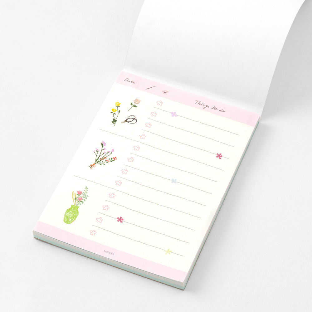 Midori To do Memo Pad - Dried Flower — side view