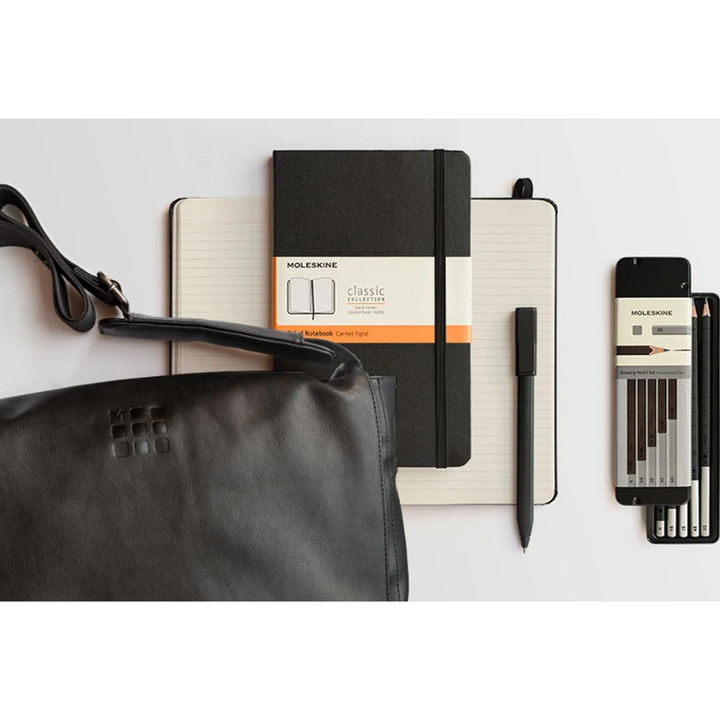 Moleskine Hardcover Classic Notebook - Ruled / Large / Black — flat lay