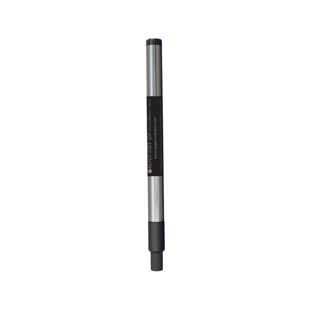 Monteverde Rollerball Pen Refill 2-Pack Blister - Medium Point Black Ink — uncapped with cap posted