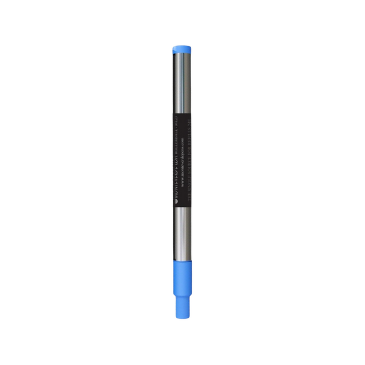Monteverde Rollerball Pen Refill For Montblanc LeGrand 2 Pack Blister - Medium Point Blue Ink — uncapped with cap posted