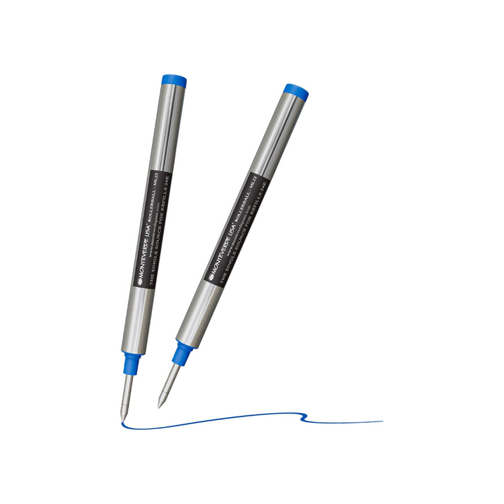 Monteverde Rollerball Pen Refill For Montblanc LeGrand 2 Pack Blister - Medium Point Blue Ink — tip detail
